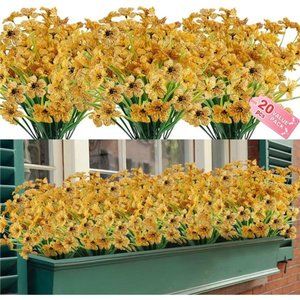 20Bundles Artificial Outdoor Flowers UVResistant Fake Flowers No Fade Faux Shrub
